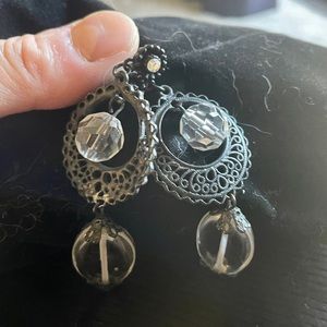 Crystals In Black Lace-Like Delicate setting.